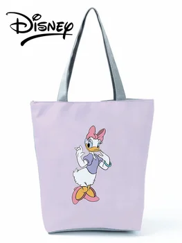  Disney Donald Duck Kabelky Vysokou Kapacitou Cartoon Taška Cez Rameno Fialová Skladovania Opakované Použitie Nákupní Taška Elegantné Ženy Cestovanie Plážová Taška